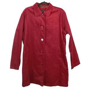 NWT Vintage Y2K Oxblood Red Corduroy Jacket Mid Length Trench Misty Harbor